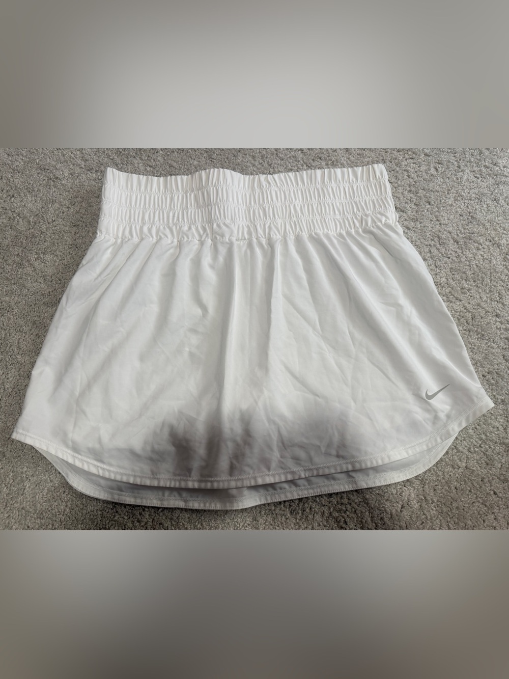 Nike White Performance Tennis Skort with Smocked Waistband